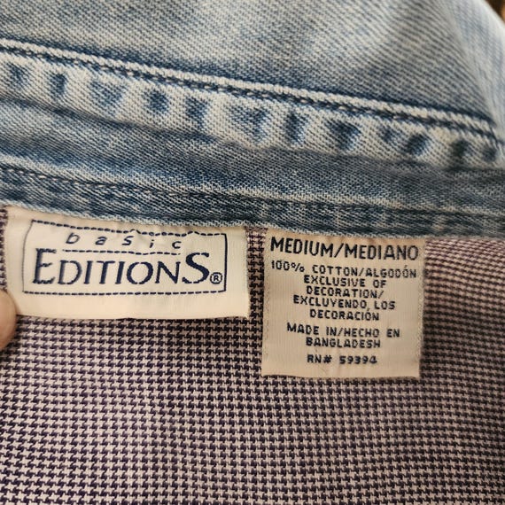 M Gingham Embroidered Button Up Collared Top by B… - image 2