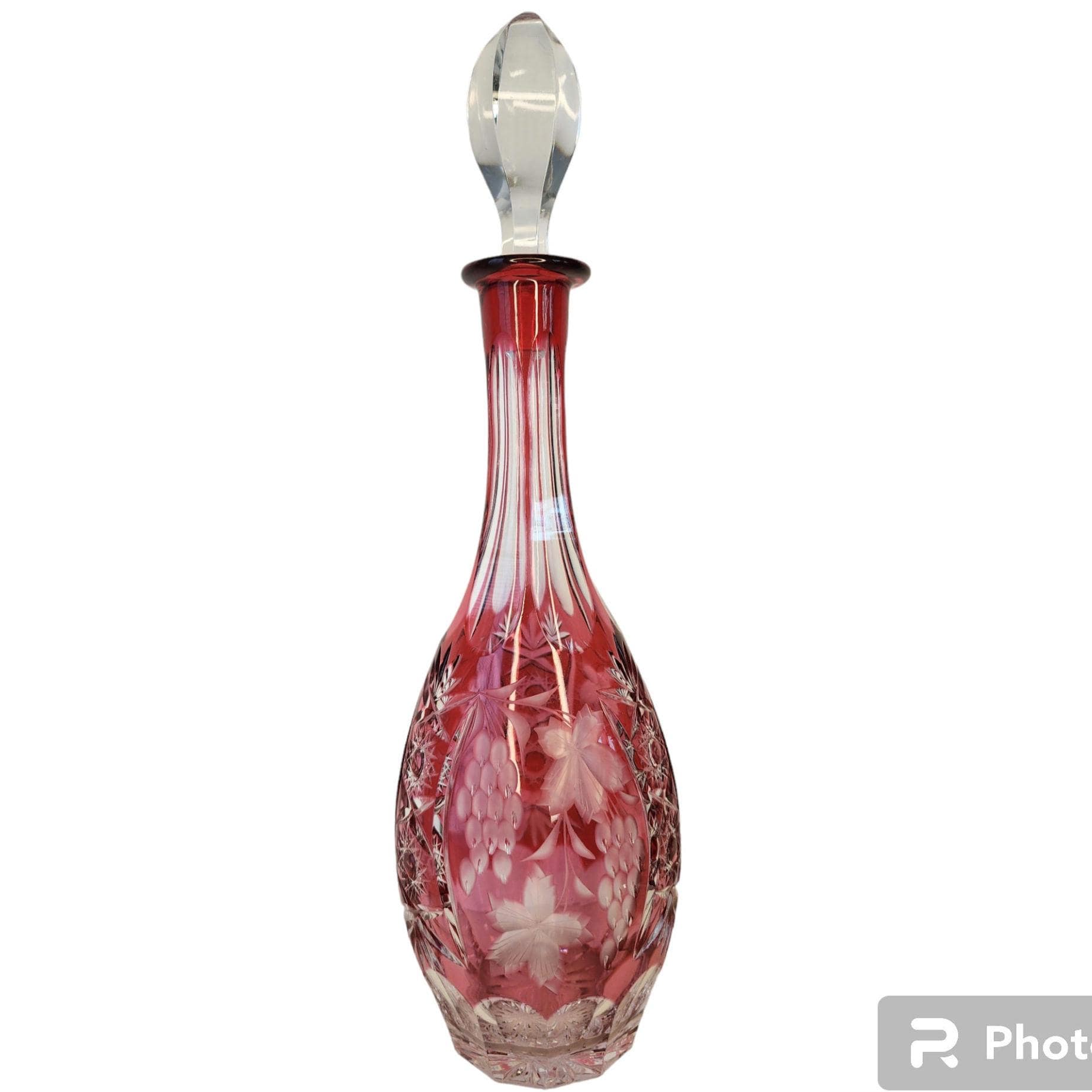 NACHTMANN - (ITEM A) Gold Ruby Overlay Crystal decanter Circa 1950s Fine Bavarian Crystal from West Germany, Traube signature style