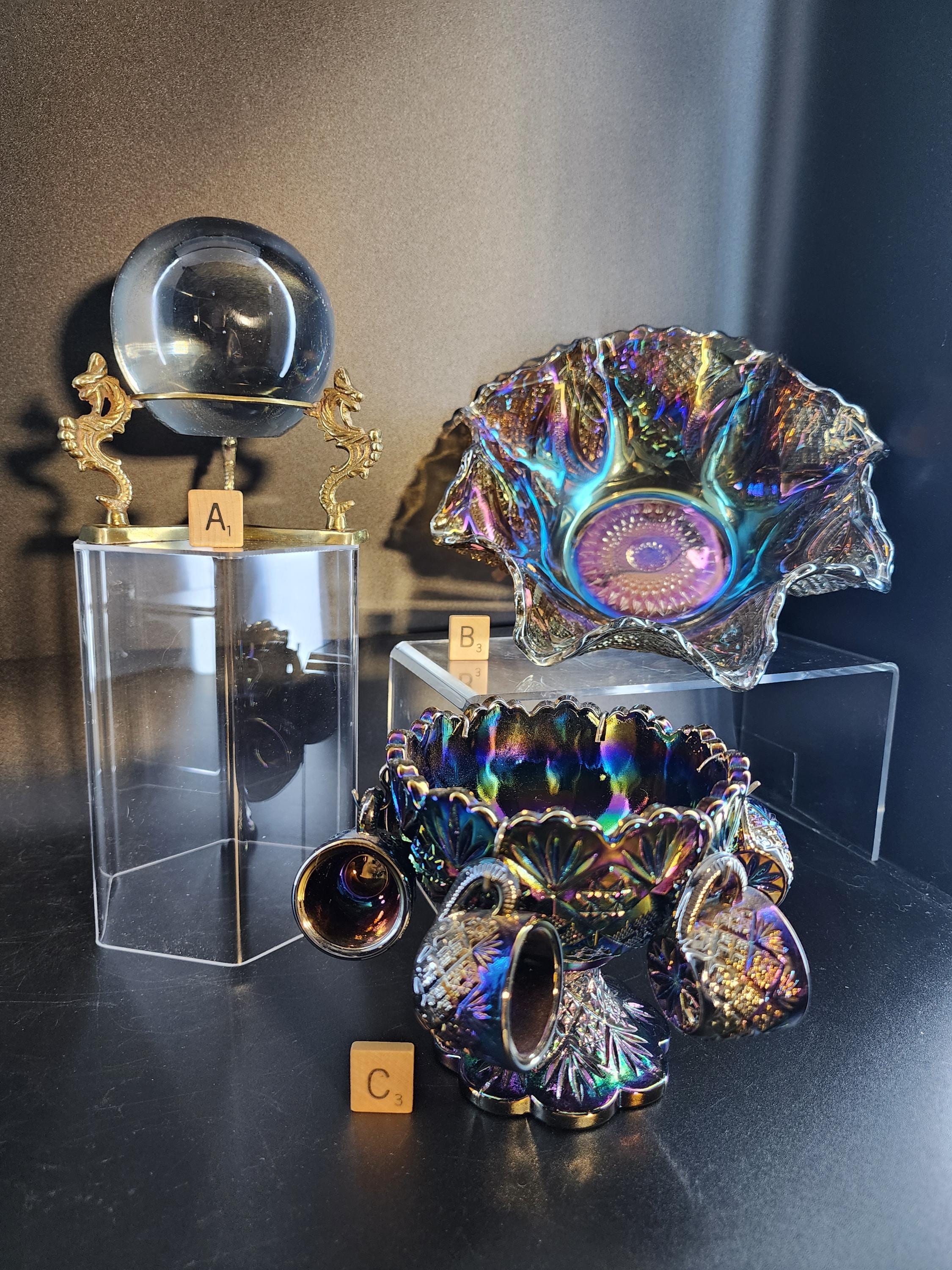 Vintage Carnival Glass Options | Imperial Smoke Crimped Bowl