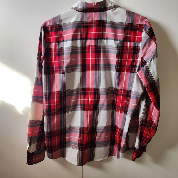 14 wrinkle free button up collared plaid blouse b… - image 2