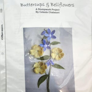 Buttercups & Bellflowers a Stumpwork Embroidery Project (Started) Designed by Celeste Chalasani