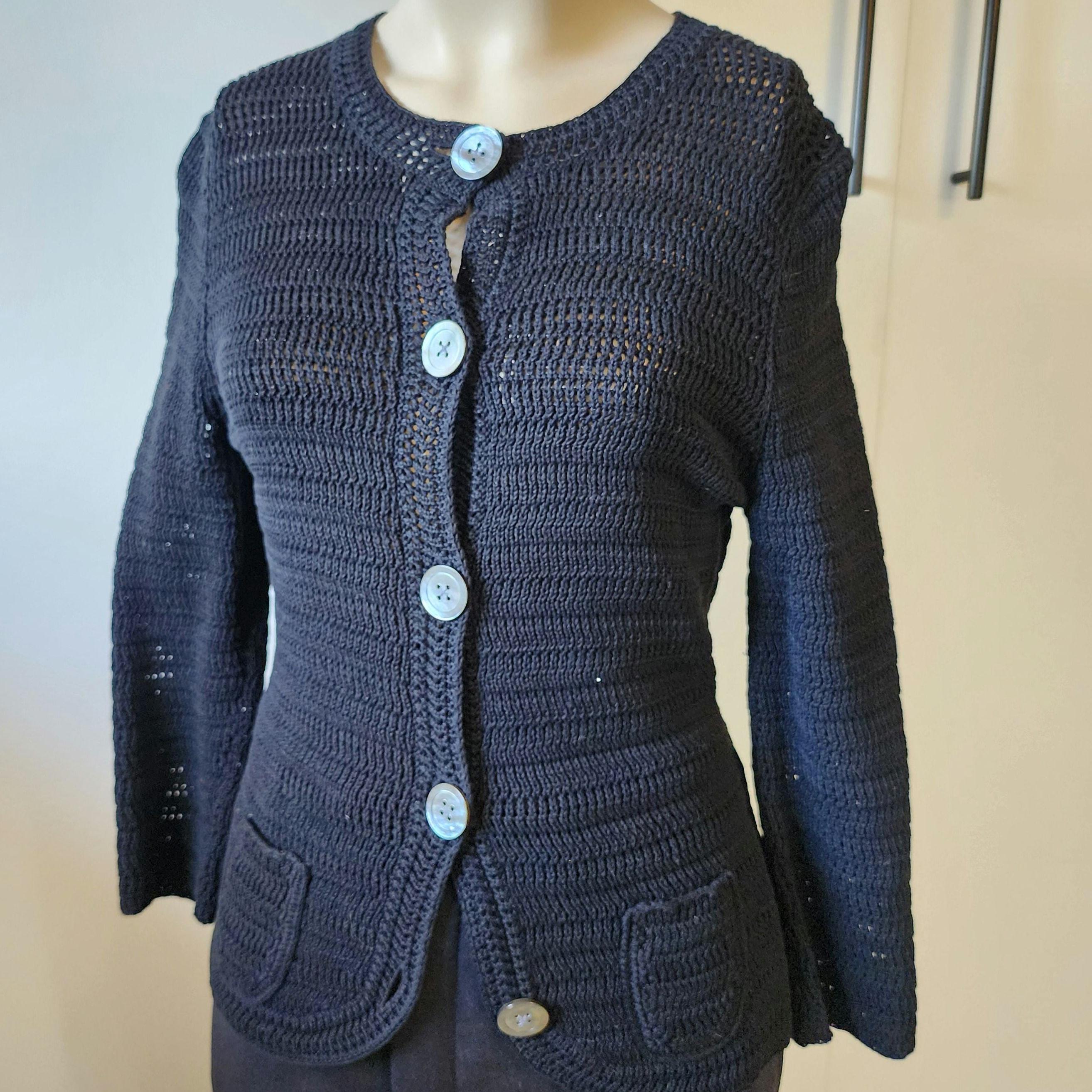 80s banana republic cotton knit cardigan Long Open Front