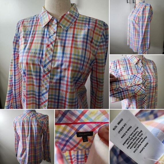 L Talbots professional button up collared blouse,… - image 2