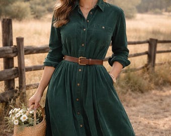 Women's Vintage 90's Fads Emerald Green Cord Corduroy Cottage Core Dress Sz  4 P - Etsy
