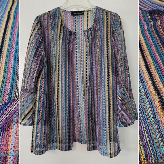 S multicolored open front cardigan colorful blue … - image 1