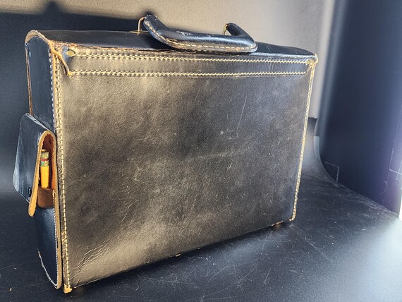 Vintage Pilot Flight Case / Map Case Black Leathe… - image 7