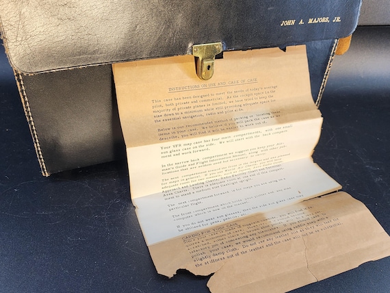 Vintage Pilot Flight Case / Map Case Black Leathe… - image 2