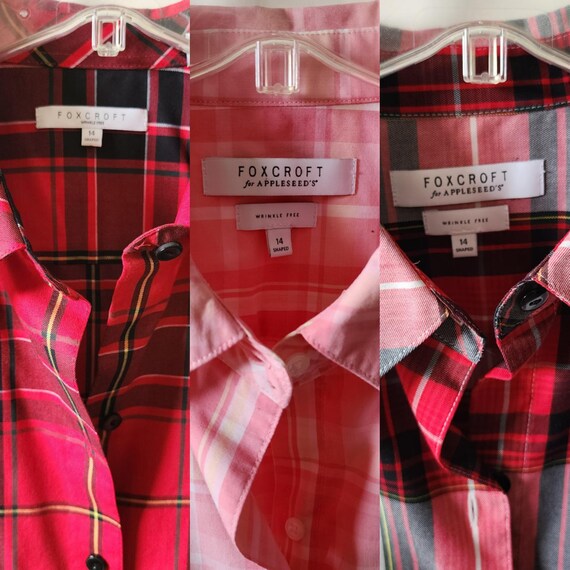 14 wrinkle free button up collared plaid blouse b… - image 6