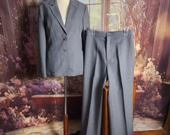 L Vintage Levi Strauss & Co Gray 2-Piece Pant Suit Set, Size 16 (Vintage)