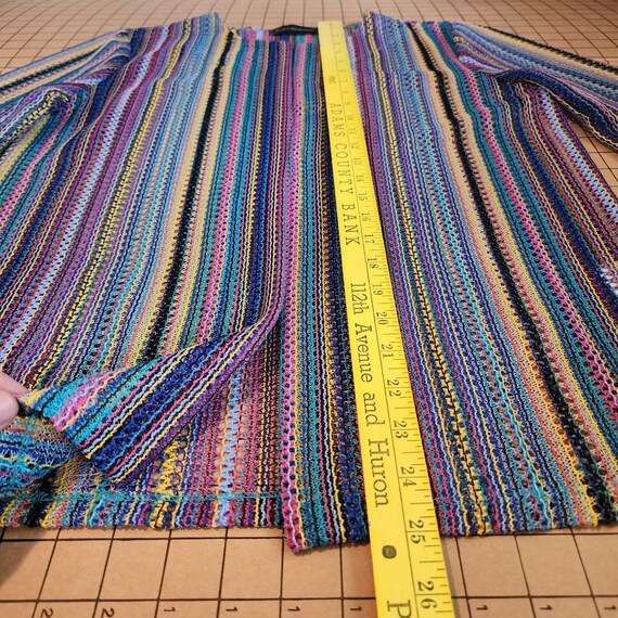 S multicolored open front cardigan colorful blue … - image 7