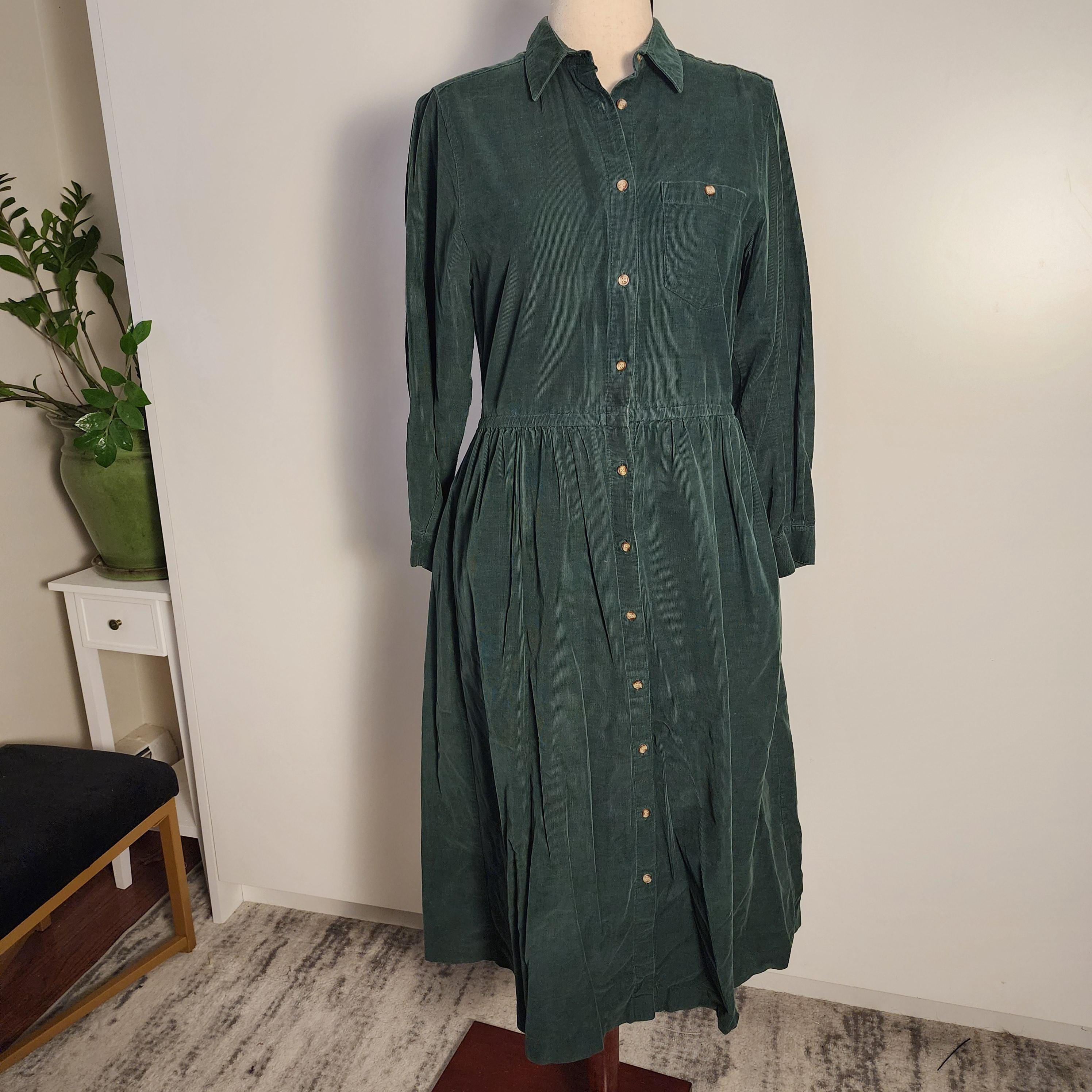 S Deep Forest Green Corduroy Dress Eddie Bauer 90s Vintage Collared Button Front Shirt Dress With Long Sleeves and POCKETS! Womens Small - Etsy S Deep Forest Green Corduroy Dress Eddie Bauer 90s Vintage Collared Button Front Shirt Dress With Long Sleeves and POCKETS! Womens Small - Etsy