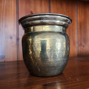 Small brass pot, plant pot or flowerpot, brass home decor made in India hammered look