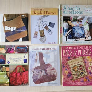 Bags & purse making craft books (choice of), embroidered, beaded, vintage, felted, knitted bag variety of books, sold seperately