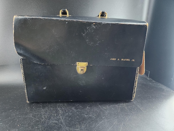 Vintage Pilot Flight Case / Map Case Black Leathe… - image 3