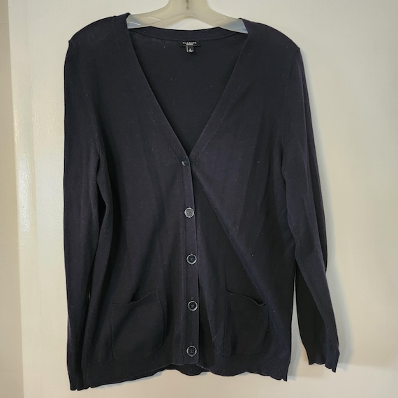 L Black Basic Buttoned Cardigan by Talbots Long S… - image 1