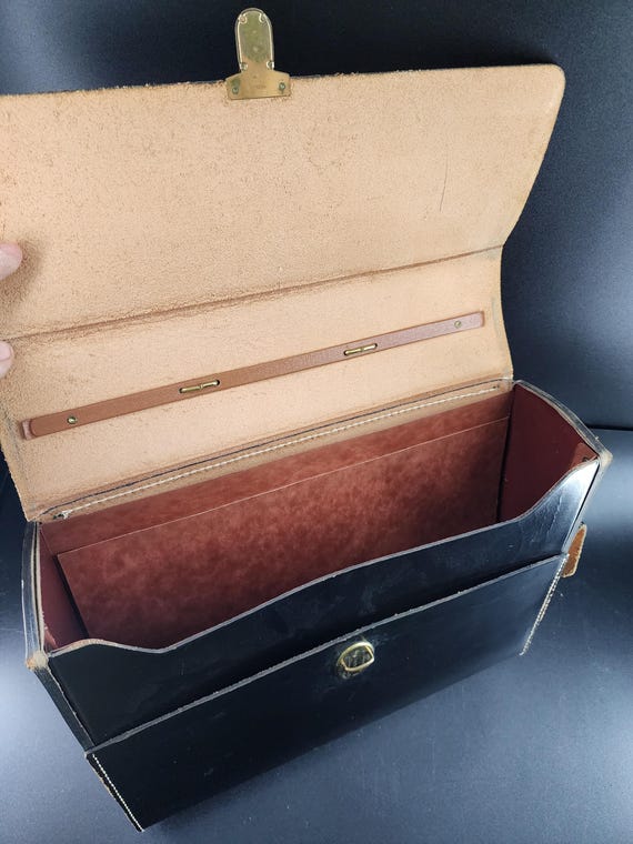 Vintage Pilot Flight Case / Map Case Black Leathe… - image 6