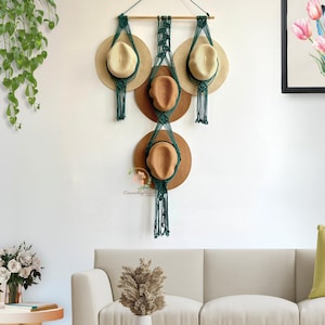 Macrame Hat Storage, Hat Wall Display, Wall Hanging Cap Rack, Hat Organizer, Handmade Hat Holder, Boho Home Decor, Gift For Her For Mom