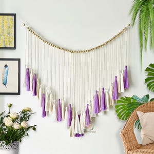 Macrame Tassel Garland Wall Hanging, Green Garland With Tassel Decor, Tassel Home Decor, Boho Wall Art, New Home Gift, Mothers Day Gift