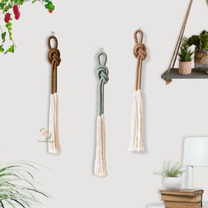 Macrame Overhand Knot Tassel, Wrapped Knot Wall Hanging, Modern Rope Wall Art, Boho Hanging Cord, Bohemian Rope Decor, Mothers Day Gift