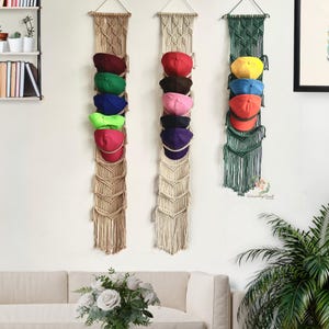 Macrame Baseball Cap Storage, Wall Hanging Hat Hanger, Caps Holder, Hat Organization, Wall Cap Rack, Baseball Cap Display, Fathers Day Gift