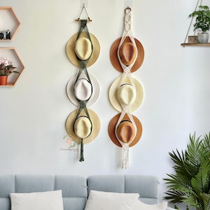 Macrame Hat Storage Pattern, Wall Mount Hat Holder, Cap Hanging Rack Display, Boho Eclectic Home Decor, Gift For Mom For Her, Hat Organizer