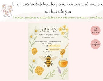 Bee Posters and Educational Cards | Counting, Tracing and Vocabulary | Printable PDF for Kids