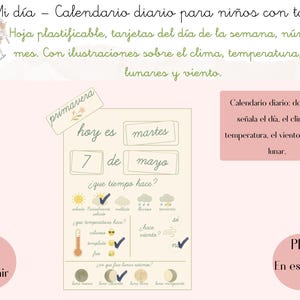 Calendrier quotidien pour enfants | Météo, jours, mois, saisons et phases de la lune en PDF | Style Montessori et Charlotte Mason