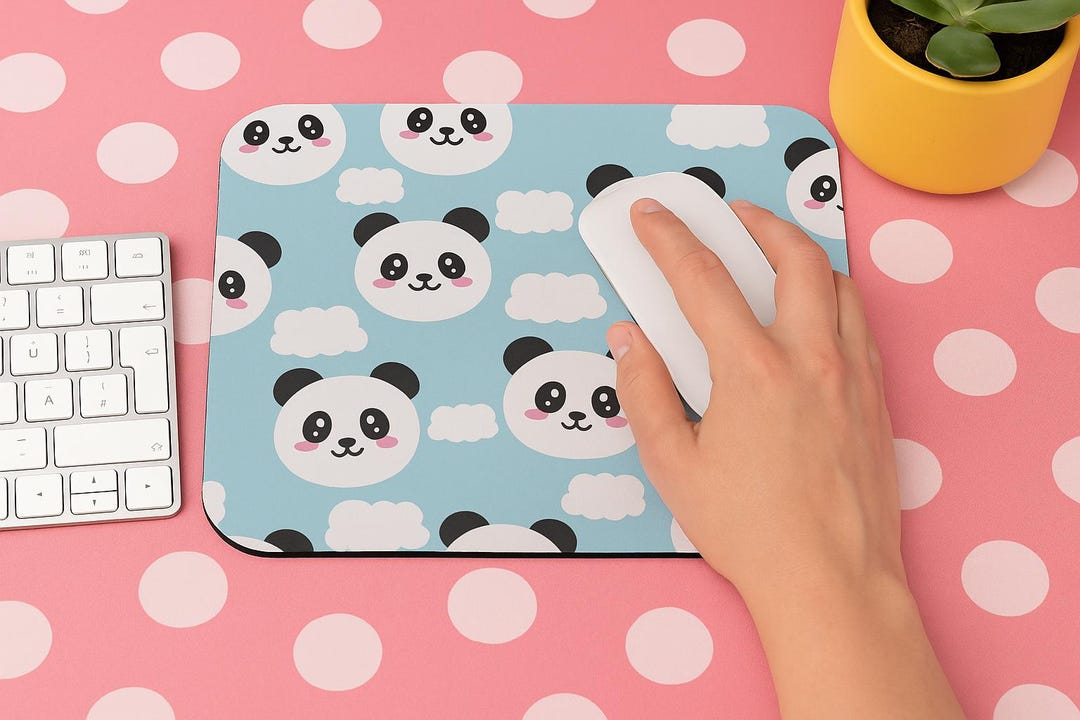 Cute Panda Mouse Pad | Kawaii Desk Mat, Office & Gaming - Etsy