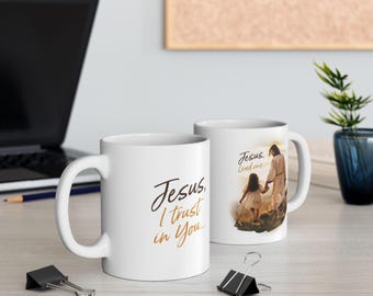 Jesus Lead Me Inspirational Faith Quote Mug | Christian Scripture Coffee Cup