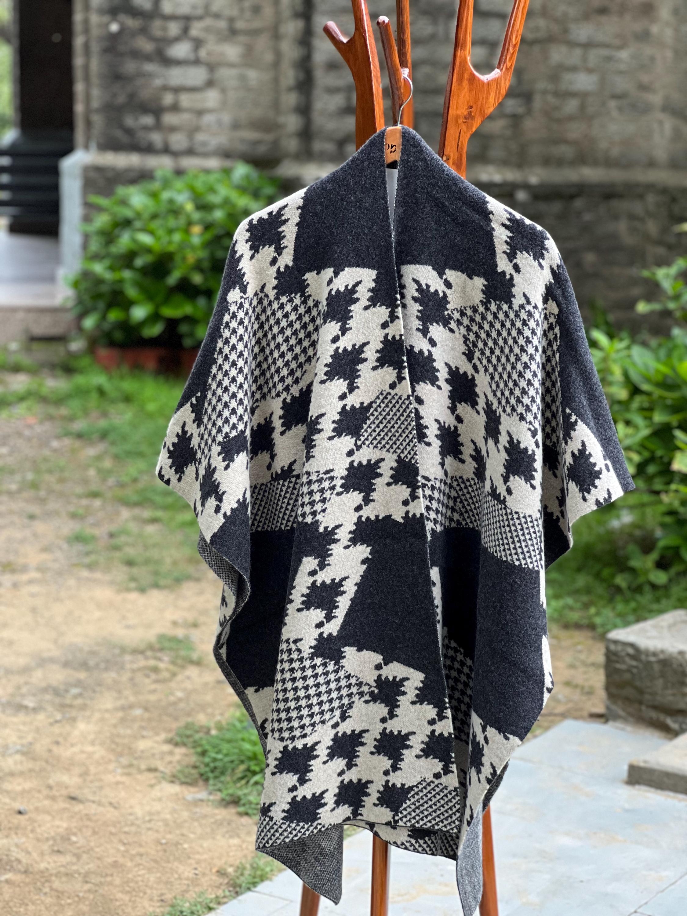 Grey Blue Poncho Wool Cape, Cloak, Wraps 100% Wool Handmade in India - Etsy