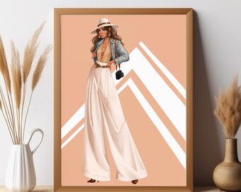 Impresión de arte de moda, Impresión artística, Impresión digital, Ilustración de moda, Dibujo de moda, Impresión de moda, Impresión de moda moderna, Decoración de pared