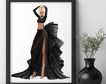 Impresión de moda, Impresión digital, Cartel de moda, Ilustración de moda, Impresión de arte de moda, Impresión de arte, Cartel de arte, Decoración de pared