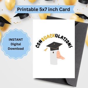 CONQUACKULACIONES Descarga digital Tarjeta de graduación de pato, Tarjeta de ceremonia de graduación