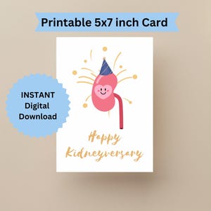 Tarjeta con impresión digital de feliz aniversario renal de 5 x 7 pulgadas