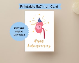 Happy Kidneyversary Digital Print 5x7 in. Card