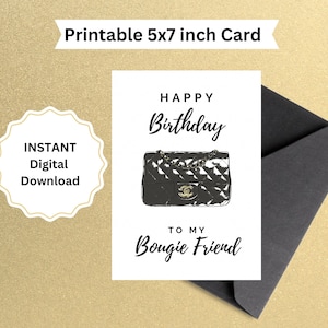 Alles Gute zum Geburtstag meinem Bougie Freund Digitale Karte | Luxus Tasche inspiriert Geburtstagskarte