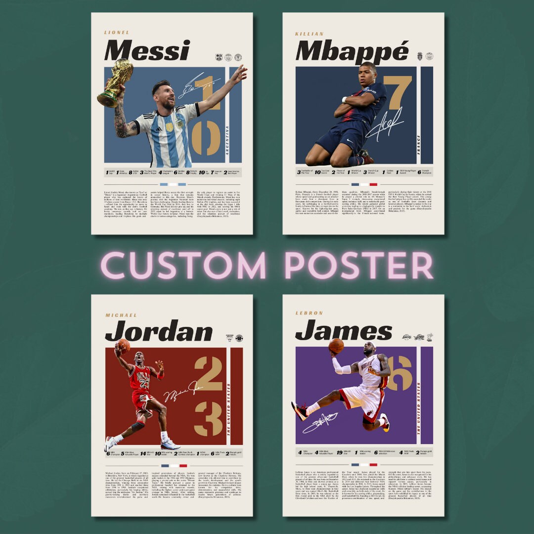 Custom Sports Poster, Basketball Poster, Soccer Poster, Tennis Poster ...