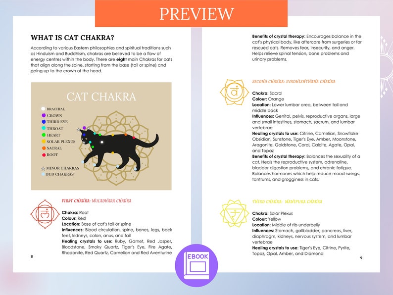 Cat's Chakra & Crystal Therapy Guide ebook PDF Purrfectly Balanced: Chakra and Healing Crystal Guide for Cats, Pet Reiki, Cat Meditation image 7