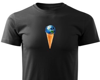 Svart Unisex Storlek: M T-shirt med tryck - Melting Earth - Ny design. Premiummaterial, 100% slitstark kraftig bomull - Inktys