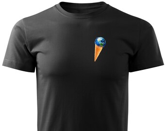 Svart Unisex Storlek: M T-shirt med tryck - Melting Earth - Ny design. Premiummaterial, 100% slitstark kraftig bomull - Inktys