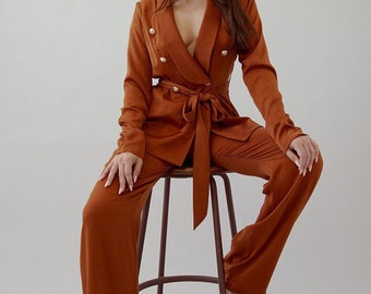 Satin Blazer Suit Set