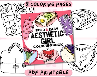 Aesthetic Girl Coloring Book (Part 5), Fashion, Self-Care and Cozy Girl Lifestyle, Cute Printable Coloring Pages for Teens and Adults PDF