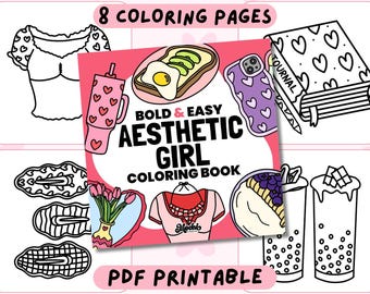 Aesthetic Girl Coloring Book (Part 3), Fashion, Self-Care and Cozy Girl Lifestyle, Cute Printable Coloring Pages for Teens and Adults PDF