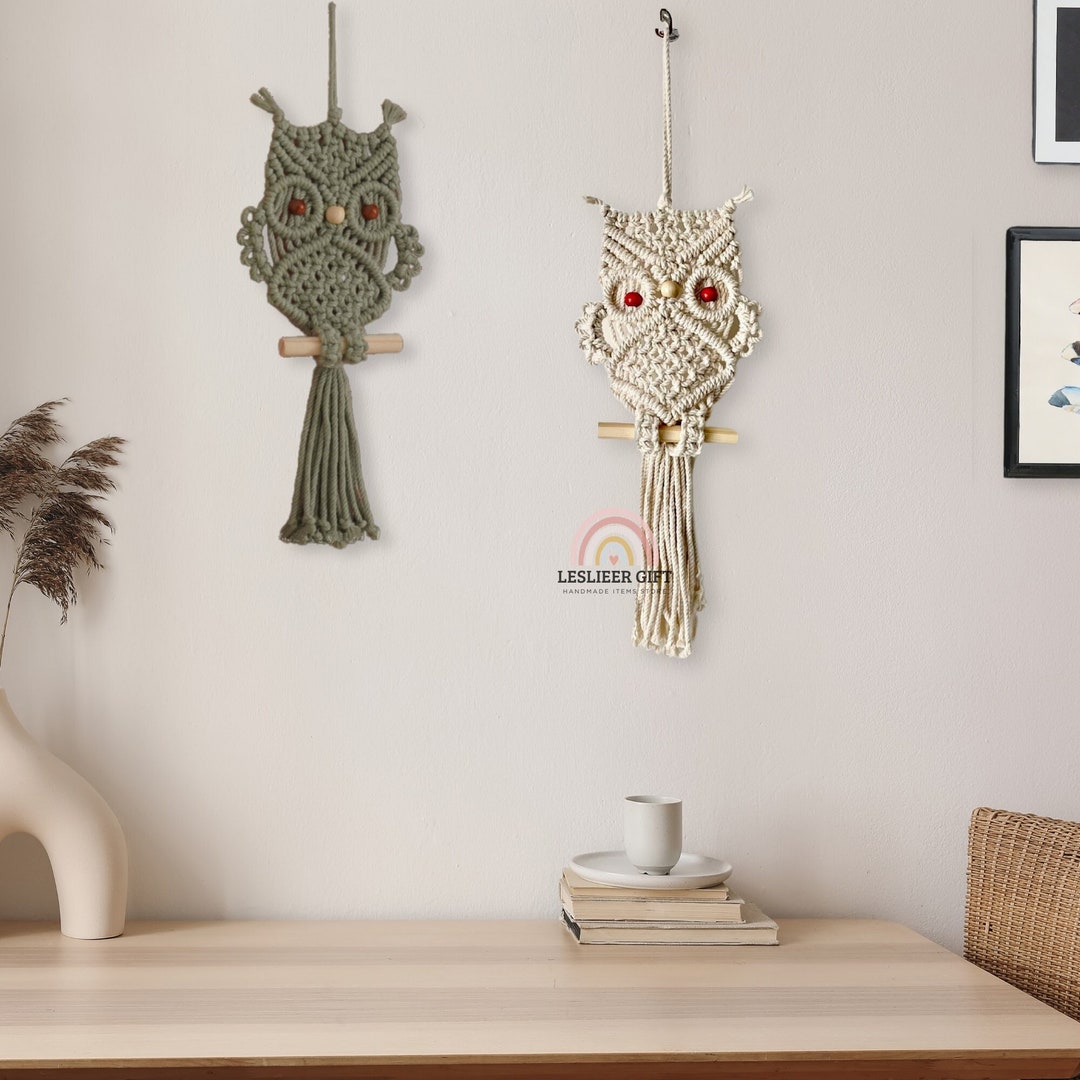 Macrame Owl Craft Kit, Boho Wall Hanging, Owl Wall Decor, Diy Kit for Adults, Diy Owl Pattern