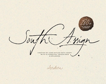 South Assign - Police d'inspiration vintage pour signature et mariage