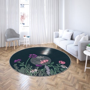 Record Rug, Record Round Rug, Classic Rug, Retro Record Rug,Anniversary Gift, Music Decor, Music Rug, Vintage Rug, Area Rug, Round Area Rug