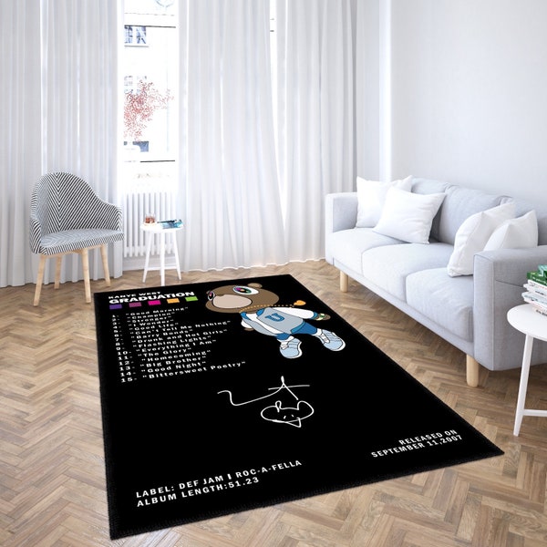 Kanye West Album Cover Rug, Graduation Album Cover Rug, Album Cover Rug, Home Decor Rugs, Area Rugs, Album Cover Poster, Indoor Rugs,