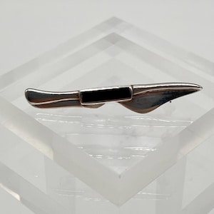 Elegante 925 Silber Brosche schwarzer Onyx Anstecknadel antik vintage Schmuck nostalgisch Art Deco