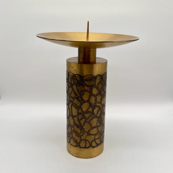 Vintage 1970s Single Tall Brass Candle Stick Holder Vintage 1970s Single Tall Brass Candle Stick Holder
