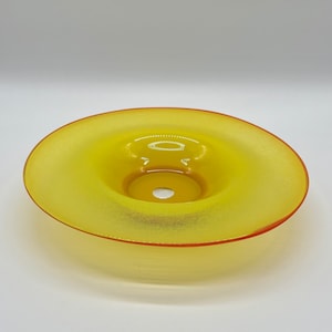 Yellow glass bowl 70s Murano bowl glass 80s Space Age vintage Mid Century demolition glass art mouth blown handmade
